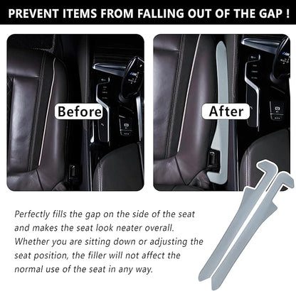Junecarp Car Seat Gap Filler 2 Pack,Flexible Car Gap Filler Organizer to Impede Items from Dropping,Essential Interior Car Accessories Seat Gap Plug Perfectly Fits Car Gap (Gray)