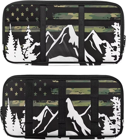 American Flag Visor Organizer for Car Multi-Function Storage Pocket Pouch Case Bag Can Store ID Card,Eyeglasses,Pen,Driving License etc,Mountain Print