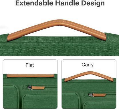 MOSISO 360 Protective Laptop Case 14 inch, 14 inch Laptop Sleeve Compatible with HP Lenovo Dell ASUS Acer, HP, Dell Latitude, Lenovo, Side Open Carrying Case with 4 Zipper Pockets&Handle, Jungle Green