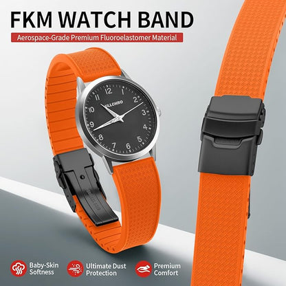 ULLCHRO Silicone Watch Band Quick Release Strap FKM Waterproof Watch Bands for Men 20mm 22mm Replacement Strap Sport Rubber Watchband