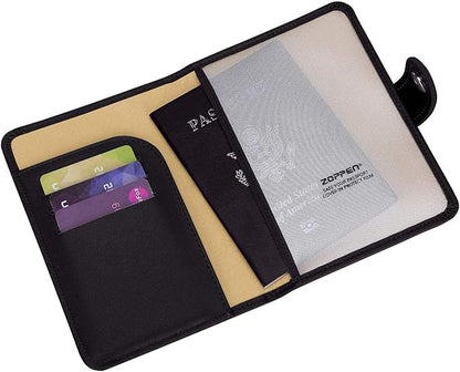 ZOPPEN Passport Holder Women Men, Passport Cover Travel Wallet Rfid Blocking Passport Wallet Cover Case Travel Essentials Document Organizer, Black
