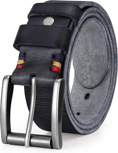 SANSTHS Mens Full Grain Cow Leather Belt Heavy Duty Work Belt Casual Every Day Belt for Jeans