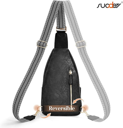 SUOSDEY Sling Bags for Women - Crossbody Leather Sling Backpack Chest Shoulder Bags for Casual Traveling Hiking Cycling