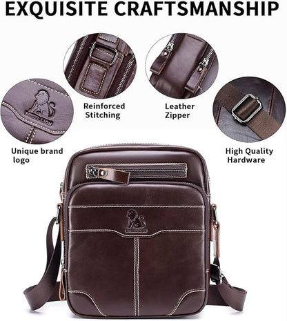 Premium Leather Men's Crossbody -Organized Storage & Durable,Stylish for Daily Carry