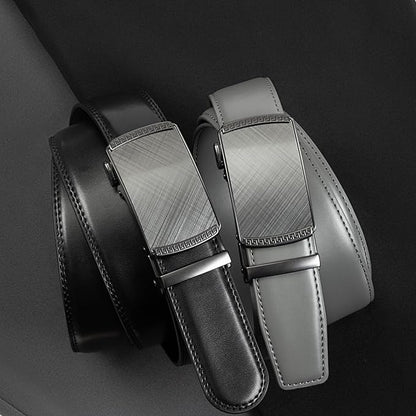 Founders & C Mens Belt 2 Pack,Leather Ratchet Click Belt Dress with Slide Buckle 1 3/8" in Gift Set Box- Size Adjustable
