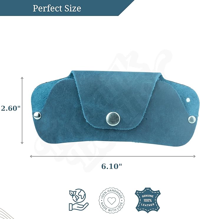 Toprank Leather Eyeglass Case - Handmade Slim Sunglasses Holder, Genuine and Universal Fit for Men and Women