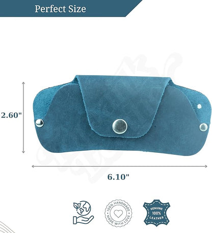 Toprank Leather Eyeglass Case - Handmade Slim Sunglasses Holder, Genuine and Universal Fit for Men and Women