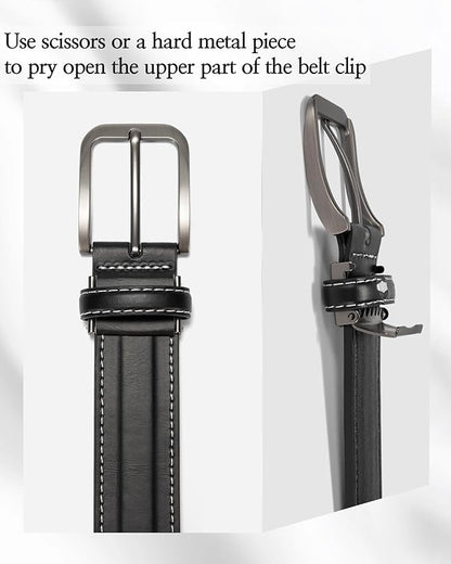 maikun Mens Belts Leather, Designer Casual Dress Belt Men with Adjustable Buckle for Jeans Office Gift for Men