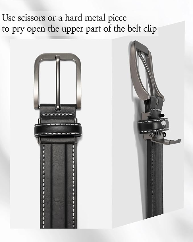 maikun Mens Belts Leather, Designer Casual Dress Belt Men with Adjustable Buckle for Jeans Office Gift for Men