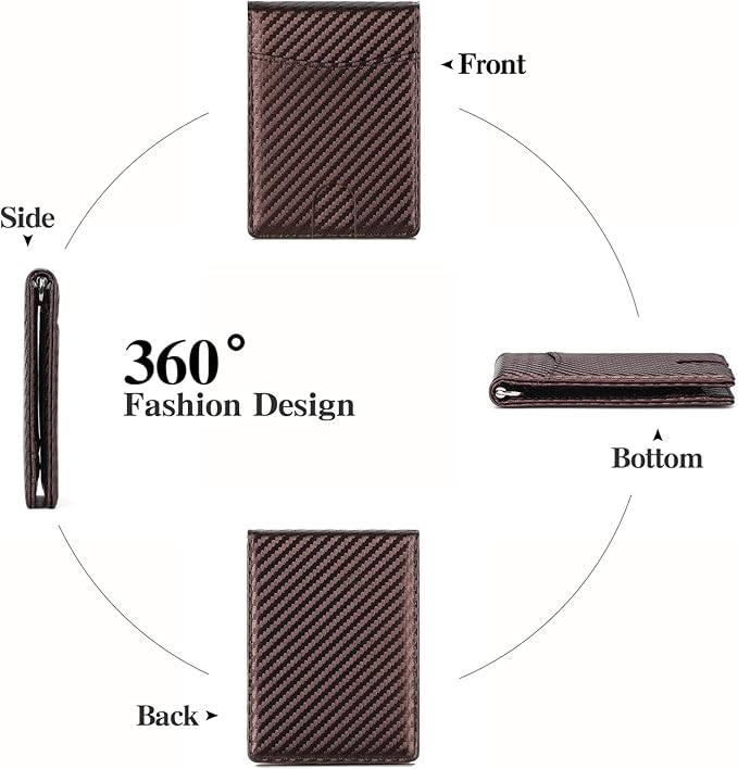 Wallet for Men Leather Slim Bifold Card Holder RFID Blocking Minimalist Front Pockets Wallet with Money Clip