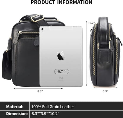 Jack&Chris Leather Messenger Bag for Men, Man Purse Crossbody Bags for Work Business