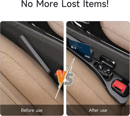 Car Seat Gap Filler Set of 2, 3-in-1 Seat Gap Filler with Organizer & Hook, Soft Foam Gap Stopper Universal Fit for Car SUV Truck, Prevent Items Dropping Between Seat and Console