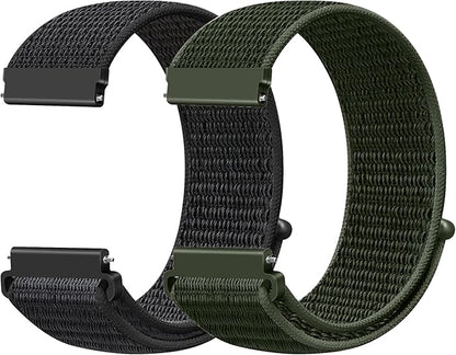 20mm Nylon Quick Release Band Compatible with Samsung Galaxy Watch 7 6 5 4 40mm 44mm/Garmin Vívoactive 6/5/3/3 Music/Forerunner 570 42mm/55/158/165/245/645/Amazift Active 2/Active/T-Rex 3 Pro 44mm