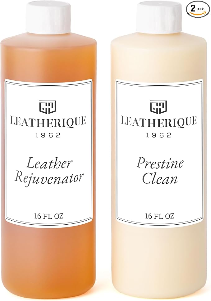 Leatherique Leather Care & Preservation Set - 16 oz | Leatherique Rejuvenator Oil & Prestine Clean 2-Step System | Softens, Conditions & Preserves Leather | Perfect for Cars, Furniture, Saddles & More