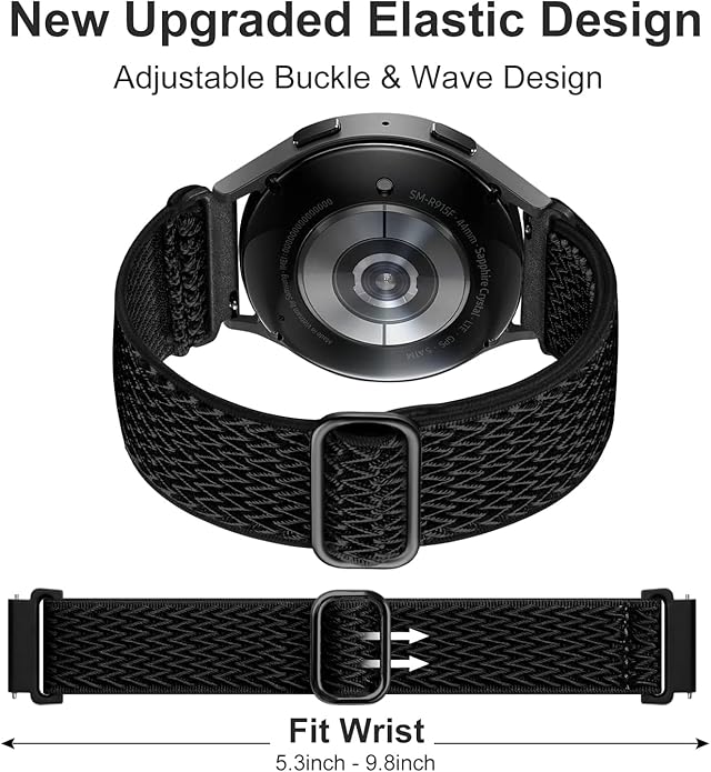 Lerobo Elastic Bands Compatible with Samsung Galaxy Watch 8 7 6 5 4 40mm 44mm/Galaxy Watch 8 Classic 6 4 Classic 43mm 47mm 42mm 46mm/5 Pro Band 45mm/Active 2,3 Pack 20mm Adjustable Nylon Sport Band