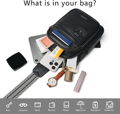 Leresas 7L Sling Bag for Women Men Vegan Leather Crossbody Bags Fanny Pack Purse Backpack Over Shoulder Bag Travel Anti Theft