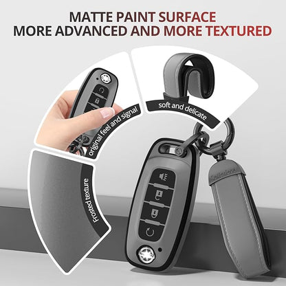 for Nissan Key Fob Cover Accessories- Matte TPU Key Fob Cover with Leather Keychain for 2023 2024 2025 2026 Rogue Pathfinder Versa 2025 2026 Sentra Patrol Armada Smart and More