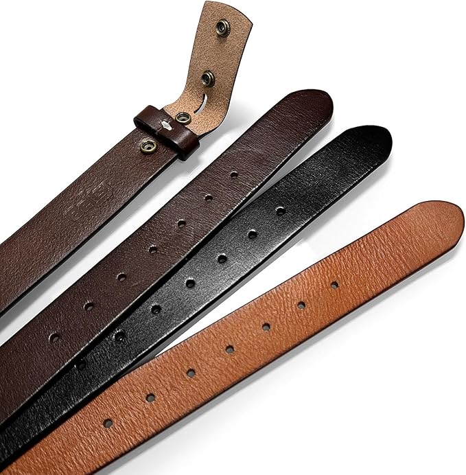 100% One-Piece Full Grain Leather Belt Straps with No Slot Hole/Slot Hole/Heavy-Duty, Multi Options 1-1/2" (38mm) Wide