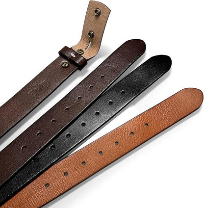 100% One-Piece Full Grain Leather Belt Straps with No Slot Hole/Slot Hole/Heavy-Duty, Multi Options 1-1/2" (38mm) Wide