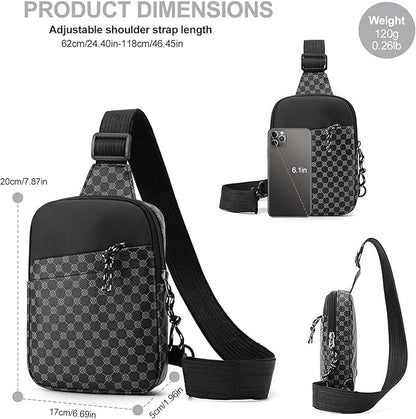 Long Keeper Mini Sling Bag - Women Men Vegan Leather Crossbody Phone Bag Waterproof Travel Running Chest Bag Casual Daypack