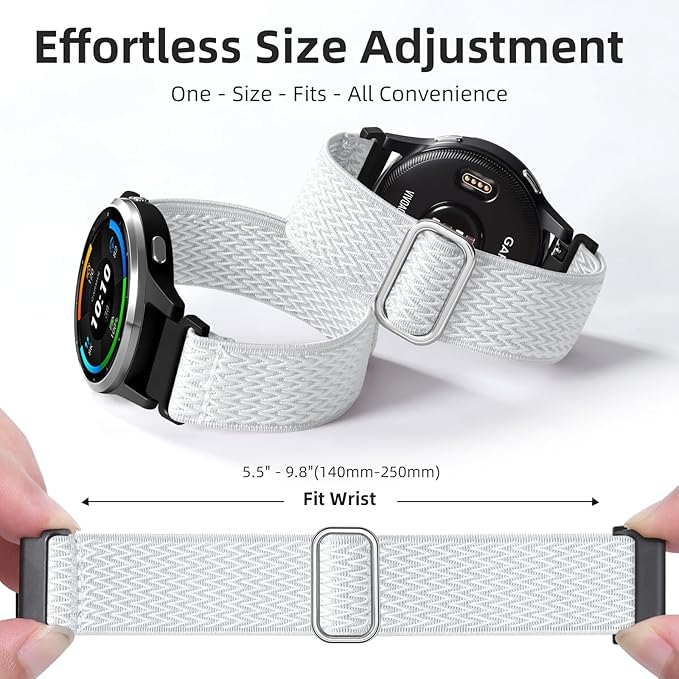 GEAK 22mm Quick Release Watch Band Compatible with Garmin Venu 4 45mm /Venu 2 3/Vivoactive 4 45mm,Solo Loop Adjustable Elastic Nylon Watch Strap Replacement Wristband for Forerunner 265/255 Men Women