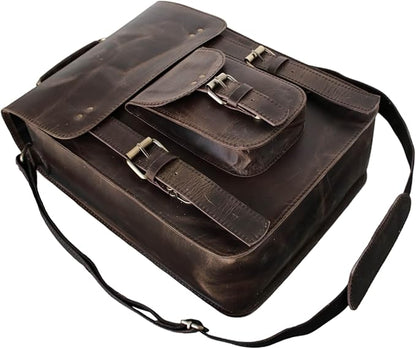 jaald Genuine Leather Messenger Bag Vintage Laptop Crossbody Bag Satchel Man Purse Shoulder Bag for man woman office bag