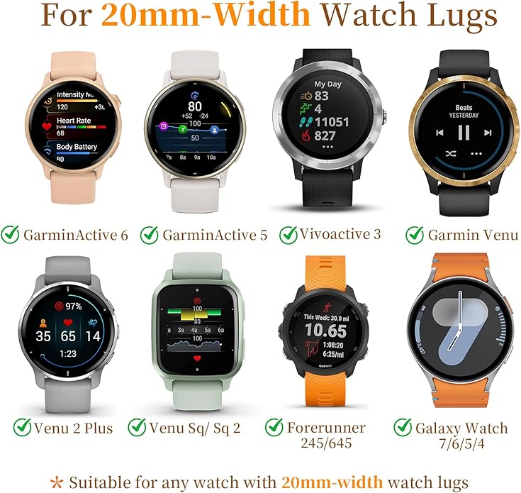 18mm 20mm Metal Band Compatible for Garmin Vivoactive 5/6/4S/3 Watch Bands, Soft Stainless Steel Mesh Strap for Garmin Venu 3S/Venu 2S/Sq Watch Band, Forerunner 55/245/255S/265S Watch Band Women Men