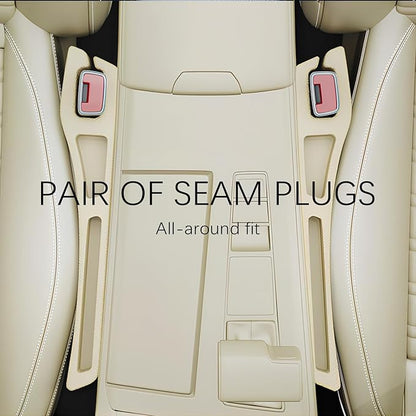 2PCS Car Seat Gap Filler Organizer,2 in 1 Car Gap Filler with Fill and Storage Function for Storing Phones Keys Cards,Universal Multifunctional No Drop Seat Guard for Cars (Beige)