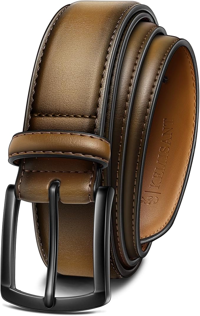 KEMISANT Men Belt-Genuine Leather Belt for Men Dress Casual Golf Jeans 1 3/8"