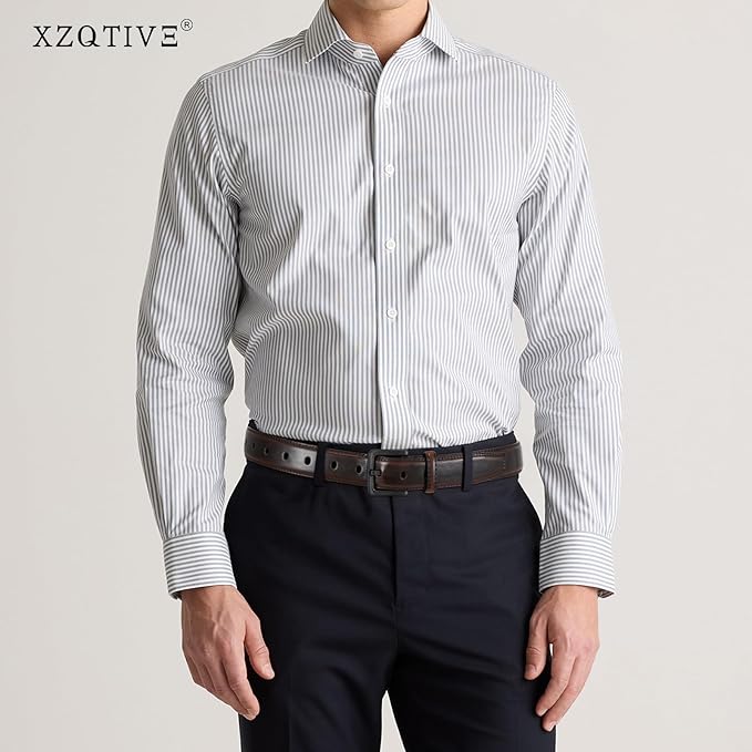 XZQTIVE Men’s Metal Free Belt Hypoallergenic Leather Belts For Jeans Dress Nickle Free TSA Belt With Black Buckle
