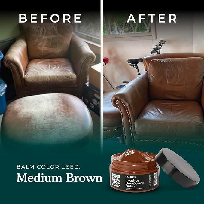 Clyde's™ Recoloring Balm | Non-Toxic Material Dye & Restorer for Furniture, Car Seats, & More | 23 Colors (Medium Brown, 50ML)