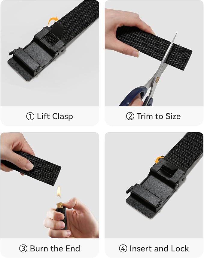 CHAOREN Nylon Ratchet Belts for Men - Adjustable Casual Work Belt with Slide Buckle - Trim to Fit