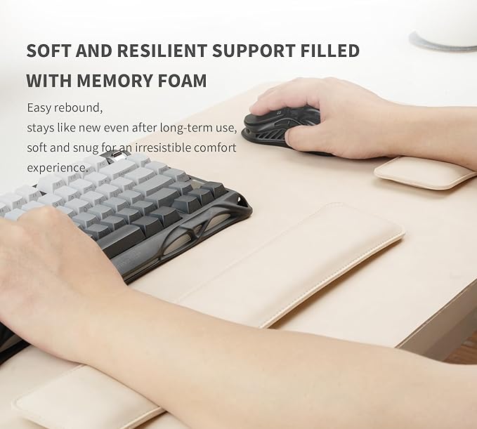 RENMTURE Large Mouse Pad and Keyboard Wrist Rest, Desk Pad for Keyboard and Mouse, Large Gaming Mouse Pad with Wrist Support, Desk Mat for Work and Gaming (Apricot)