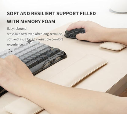 RENMTURE Large Mouse Pad and Keyboard Wrist Rest, Desk Pad for Keyboard and Mouse, Large Gaming Mouse Pad with Wrist Support, Desk Mat for Work and Gaming (Apricot)