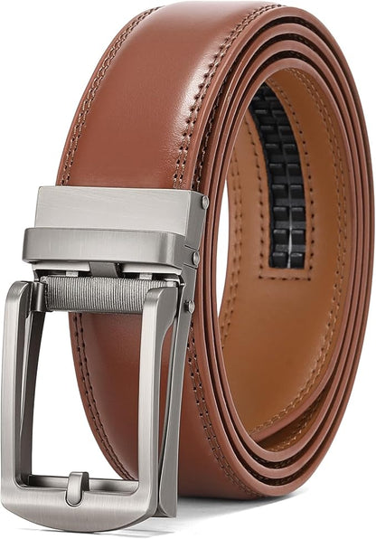 SENDEFN Men's Leather Dress Casual Belt 1 3/8" Automatic Adjustable Click Buckle Belts with Gift Box
