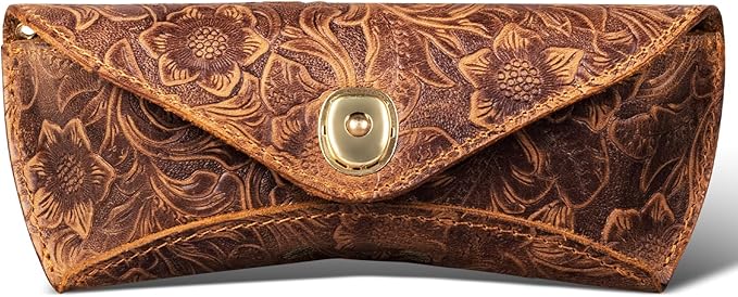 Real Leather Eyeglasses Case for Men and Women - Reading Glasses Pouch