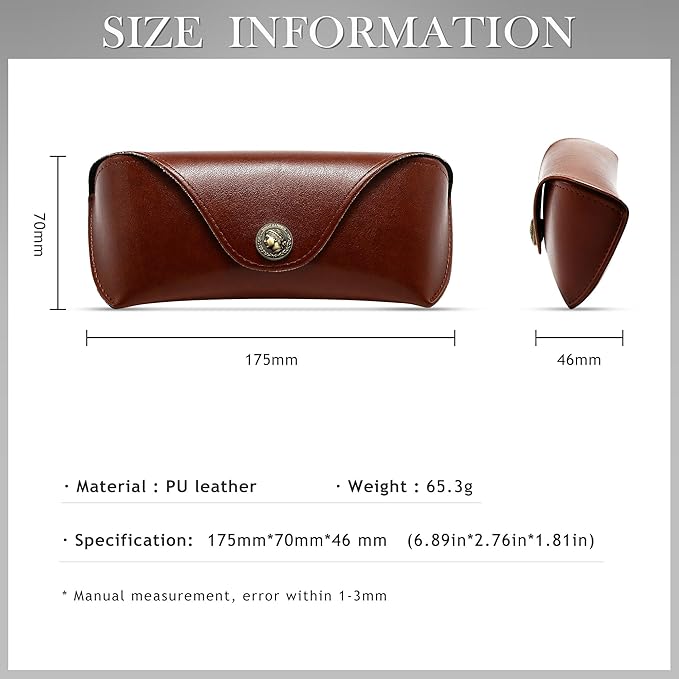SUNGAIT Vegan Leather Glasses Case Portable Sunglasses Holder Hard Shell Slim Design Travel-Ready