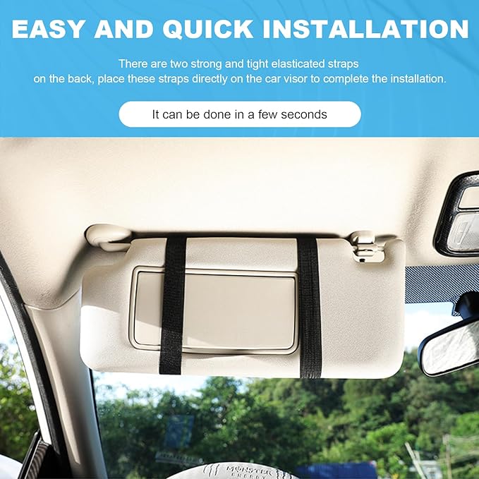 2 PCS Car Sun Visor Organizer, Auto Interior Visor Storage Pouch Holder with Zipper, Multi-Pocket Net Personal Belonging Organizer, Universal Car Accessory for Card, Document (Black)