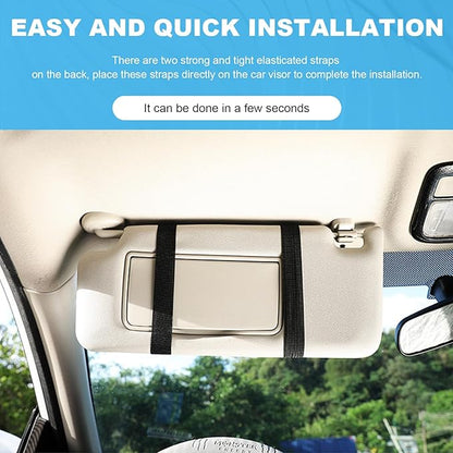 2 PCS Car Sun Visor Organizer, Auto Interior Visor Storage Pouch Holder with Zipper, Multi-Pocket Net Personal Belonging Organizer, Universal Car Accessory for Card, Document (Black)