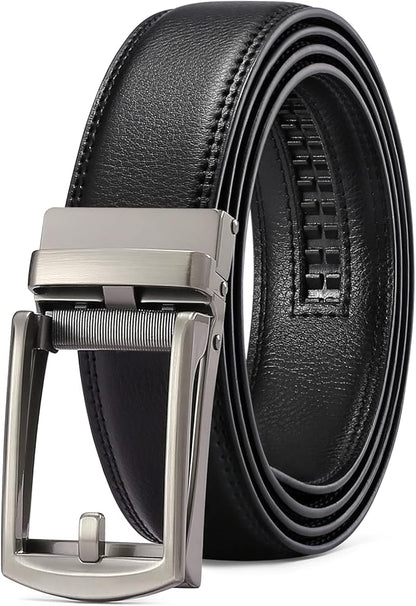 SENDEFN Men's Leather Dress Casual Belt 1 3/8" Automatic Adjustable Click Buckle Belts with Gift Box