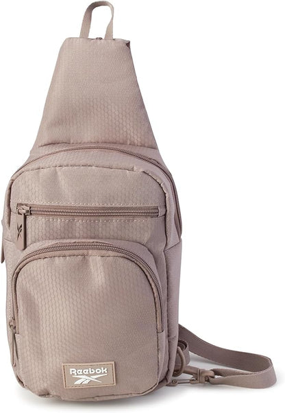 Reebok Unisex Crossbody Sling Bags – Compact Convertible Strap Cross Body Bag Travel Sling Bag - Gym & Travel Essential, Cosmos Mocha