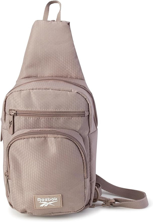 Reebok Unisex Crossbody Sling Bags – Compact Convertible Strap Cross Body Bag Travel Sling Bag - Gym & Travel Essential, Cosmos Mocha