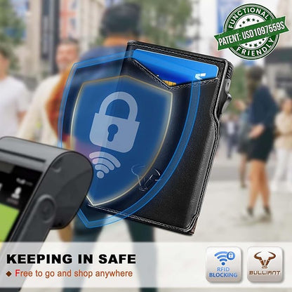 BULLIANT Men Wallet Gift Boxed,Slim Front Pocket Wallet Money Clip Card Holder 3.8"x2.7",Pop-up Access