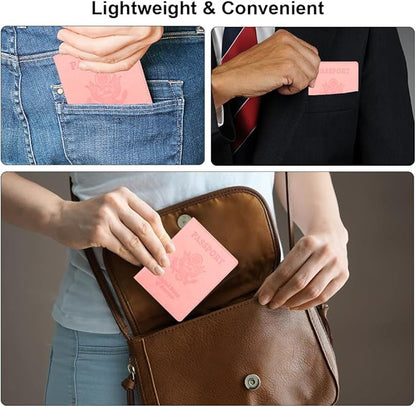 Passport Holder, Pink Passport Holder for Women, Travel Passport Wallet, 1 Pack Slim Passport Cover Travel Must Haves, Pu Leather Passport Case Protector International Travel Accessories