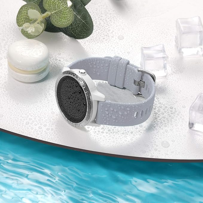 GEAK Compatible with Garmin Vivoactive 5 Watch Bands/Garmin Vivoactive 3 Watch Bands,20mm Silicone Band for Vivoactive 3 Music/Vivomove Sport,Forerunner 645/245 Music Smartwatch Women Men Light Gray