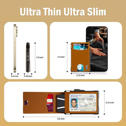 umoven Wallet for Men - with Money Clip Slim Leather Slots Credit Card Holder RFID Blocking Bifold Minimalist Wallet