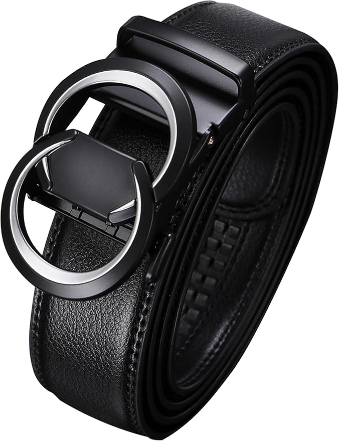 Men's Ratchet Belt Leather Belt Adjustable for Men Gift 1 3/8-Cut for Perfect Fit