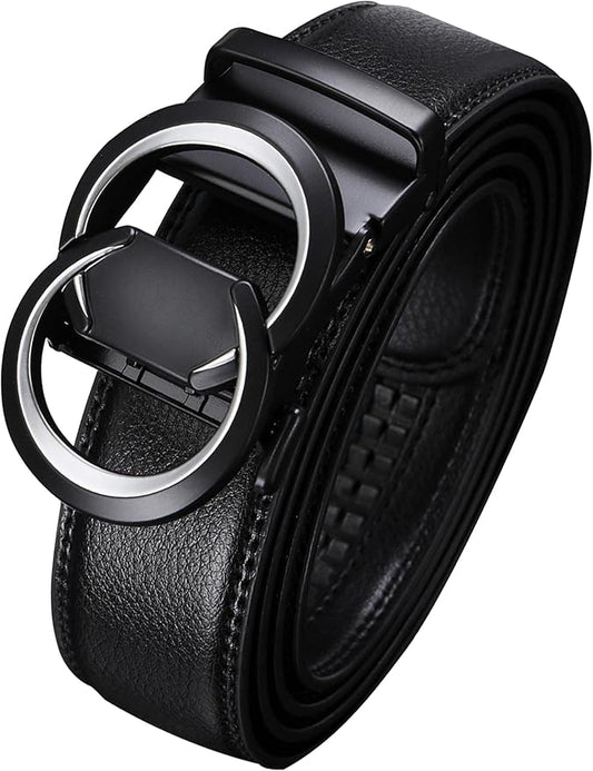 Men's Ratchet Belt Leather Belt Adjustable for Men Gift 1 3/8-Cut for Perfect Fit