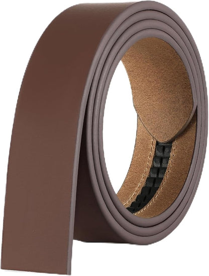 Ratchet Belt Strap, Full Grain Leather Belt Straps for Men without Buckle 1 3/8"- Replacement Strap Only