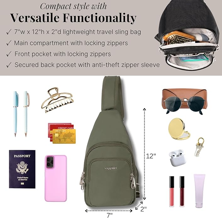 Baggallini womens Securtex Anti-theft Daytripper Sling